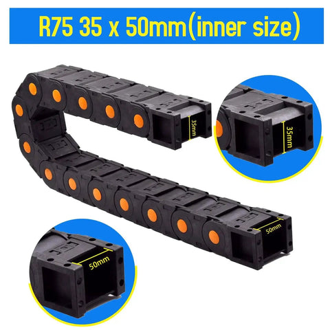 Heavy Duty 39.3 Inch Plastic Drag Chain Cable Carrier For CNC Routers And Industrial Machines 1M Closed Type Wire Carrier shown