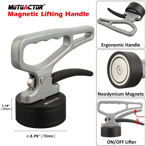 Retractable Neodymium Magnetic Pickup Tool With Release Handle For Iron Plate showing ergonomic handle and 2.75 inch diameter magnet