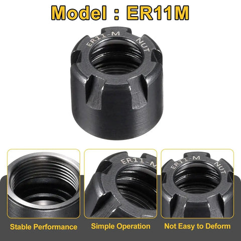 4 Piece ER11M Collet Clamping Nuts For CNC Milling Chuck Holder Lathe ER20M Type Cast Steel Replacement Set, nut image close-up