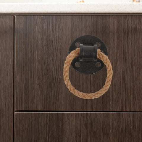 2 Pack Vintage Rope Handle Drawer Pulls For Cabinets And Drawers, rustic black knob on wood cabinet, nautical style, easy to install