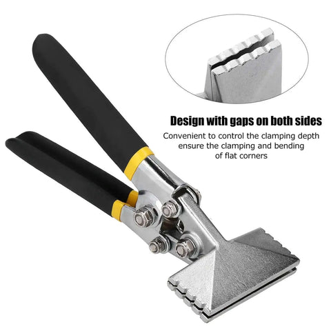 3 Inch Steel Sheet Metal Hand Seamer With Folding Straight Jaw shown with design gaps for ceilings and suspended ceilings.