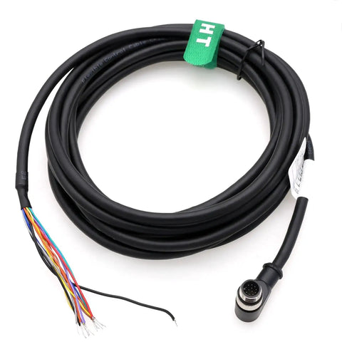 M12 A Coded 12 Pin GPIO Power Cable 90 Degree Male To Flying Leads For KATHREIN RRU ARU 8500 RFID Readers And Zebra Cognex Vision Sensors