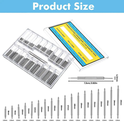 Stainless Steel Watch Band Pins Kit With Link Pin Remover Tool 360 Pcs 18 Sizes Range From 8mm To 25mm Durable Spring Bar Repair Set For Pro Watchmakers And DIYers