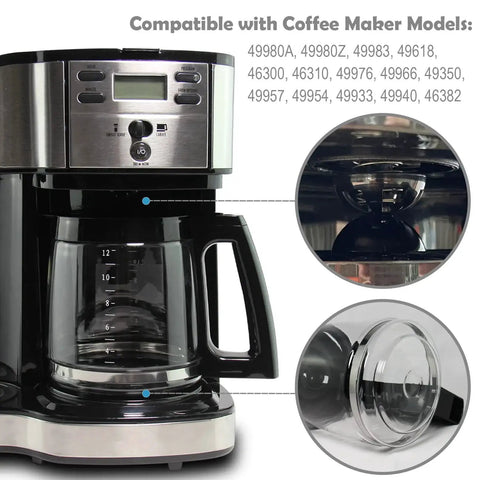 12-cup replacement glass coffee carafe with black handle for Hamilton coffee maker.