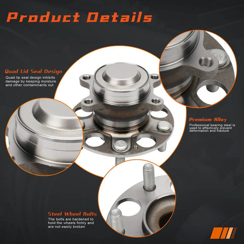 Rear Wheel Bearing Hub Assembly Set For Honda Civic 2012 2013 2014 2015 ABS 5 Lug Left And Right Fits EX EXL Si DX Sedan Hatchback Durable Direct Replacement details
