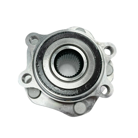 Front view of Front Wheel Bearing Hub Assembly for Nissan Rogue 2014-2023, Rogue Sport 2017-2022, and Qashqai 2017-2018 with 5 Lug and ABS