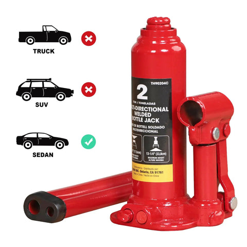 2 Ton Hydraulic Bottle Jack With Vertical And Horizontal Use Not For Trucks shown with extension handle