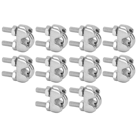 Set of stainless steel wire rope clips M4 U bolt saddle fasteners for marine and outdoor activities