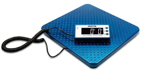 Heavy Duty Digital Shipping Scale With 440 Lb Capacity And 0.05 Lb Precision Die Cast Metal Platform showing LCD display.