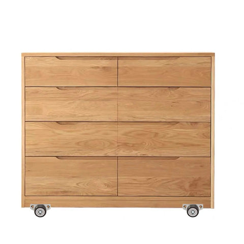 Wooden dresser with Mini Side Mount Casters Set 1.25 Inch Low Profile Fixed Non Swivel Rubber Wheels With Metal Plate installed