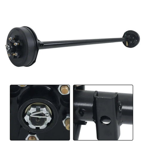 Heavy Duty 3500 Lb Trailer Electric Brake Axle With 5 Lug 4.5 Inch Bolt Pattern 85 Inch Hub Face and 70 Inch Spring Center