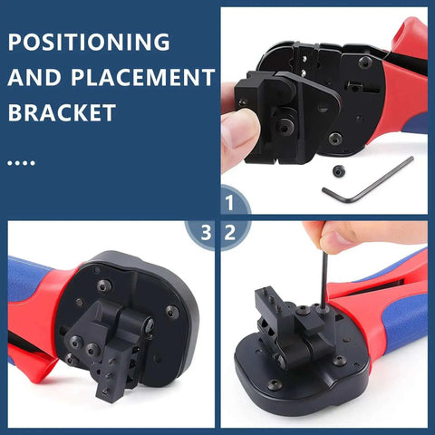 Close-up of positioning bracket on Solar Crimping Tool For PV Cables YG-2546B for AWG 14-10 2.5/4/6.0mm2 PV connectors.
