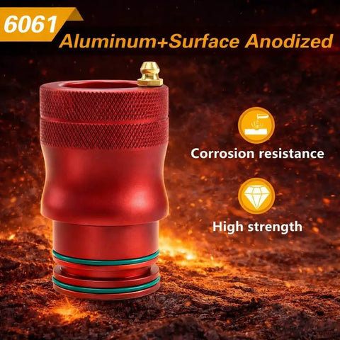 30mm 39mm Wheel Bearing Grease Tool For UTV And ATV Front Rear Lubrication, red anodized aluminum with copper nipple, 6061 aluminum