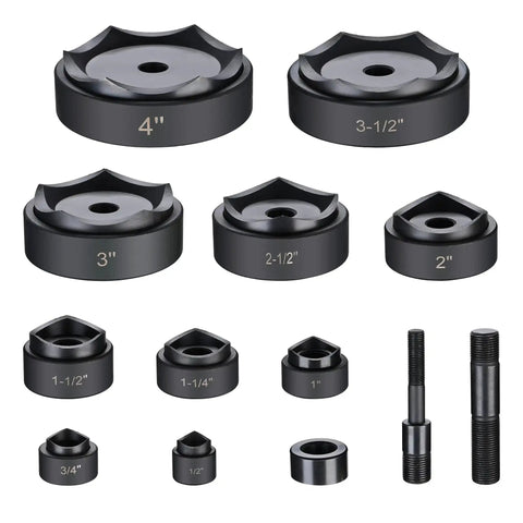 Hydraulic Knockout Punch Set 15-Ton Handheld Conduit Hole Cutter Kit with 10 Interchangeable Dies for Conduits 1/2 to 4 Inch