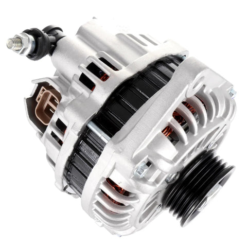 Side view of Alternator 70 Amp 12V With Internal Regulator And Internal Fan For Mazda 323 1995 Miata 1994 1997 MX-3 1994 1996 Protege 1995 1996 OE 13614 13698 Clockwise Rotation 4 Groove Pulley