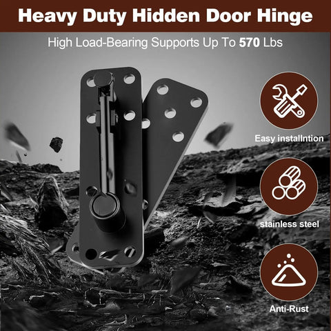 Hidden Door Hinge System Heavy Duty 360 Degree Rotation In Solid Stainless Steel Beefy Concealed Gate Hinges