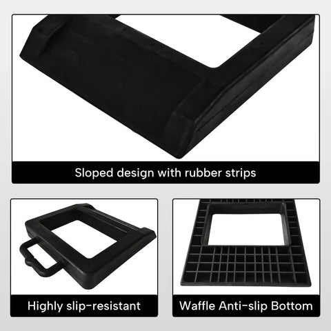 Beefy Rubber Pallet Jack Chock For Heavy Duty Stabilization Non Slip Wheel Stopper with waffle anti-slip bottom and rubber strips