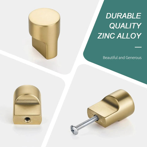 Champagne Bronze Cabinet Knobs 10 Pack Modern Gold Pulls for cabinets and dresser drawers, zinc alloy, shown in various angles