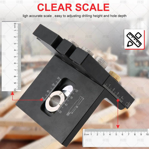 3 In 1 Dowel Jig Kit Self Centering Doweling Jig with clear scale for drilling depth adjustment, fits 5 to 60mm wood thickness
