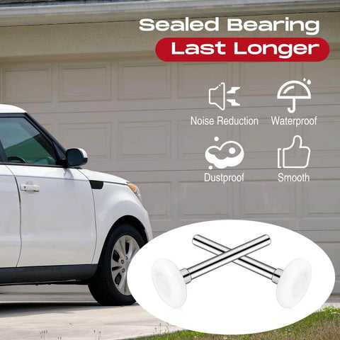 24 Pack Nylon Garage Door Rollers 2 Inch With Double Seal Cap Plus 4 Inch Stem Quiet Smooth Replacement Bearings 6200 ZZ