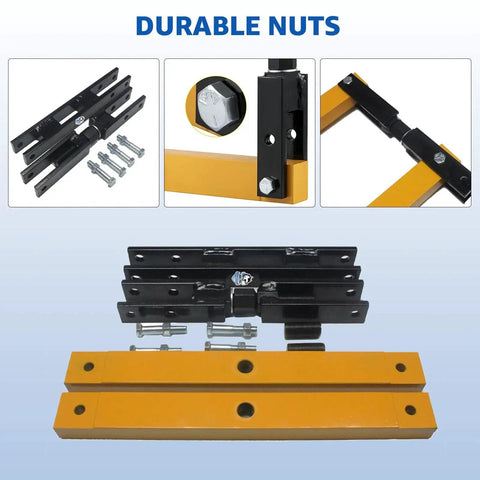 Differential Housing Case Spreader components in black and yellow shown with screws for Dana 30, 44, 60, 70, 80 series.