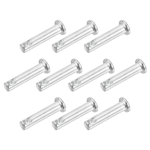 10 Pack 3/16 Inch By 7/8 Inch Single Hole Clevis Pins, Carbon Steel, Flat Head, Blue White Finish, displayed in grid layout