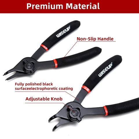 12 Piece Snap Ring Pliers Set For Internal And External Circlips With Straight And Bent Jaw Tips Includes 6 8 And 9 Inch Pliers