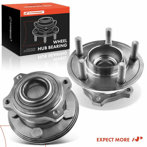2 Pack Rear Wheel Bearing And Hub Assembly For Dodge Charger Challenger And Chrysler 300 2015 Through 2023 With 5 Lug Direct Fit High Load Capacity Ball Bearing, shown in packaging with visible lugs and bearings.