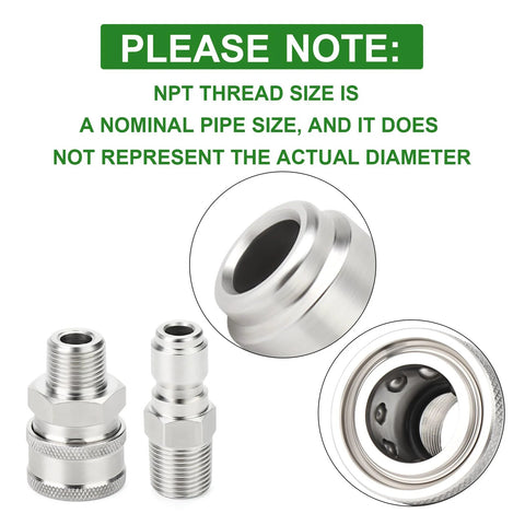 TAISHER 12pc 304 stainless steel pressure washer adapter kit with quick-connect fittings, 3/8 in male