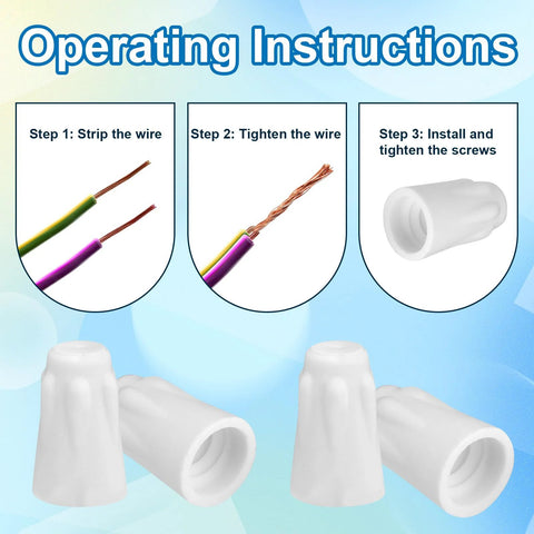 40pcs white ceramic wire connectors, porcelain insulated twist caps for high-temperature heating system repairs.
