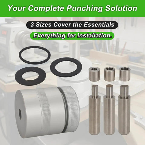 Pro-Grade Coin Ring Punch Kit And Die Set With 3/8-Inch, 7/16-Inch, And 1/2-Inch Punches for Jewelry, Gaskets, Leatherwork