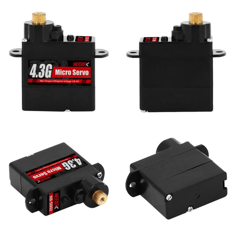 4.3G Micro Servo Motor With Metal Gear For RC Cars Planes Helicopters Arduino Projects And Robot Arms Doors Locks Boats And Walking Robots Pack Of 4 Sets showing various angles and details