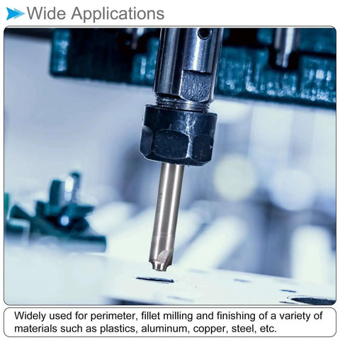 Corner Rounding End Mill Cutter With 2 Flutes, 2mm Radius R2, 10mm Shank, HSS-AL installed in milling machine