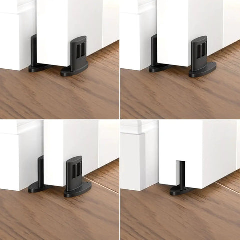 Sliding Barn Door Floor Guide For Bottom Installations, Adjustable Wall Mounted Guide With Flexible Double Wheel Design, 4 Pack
