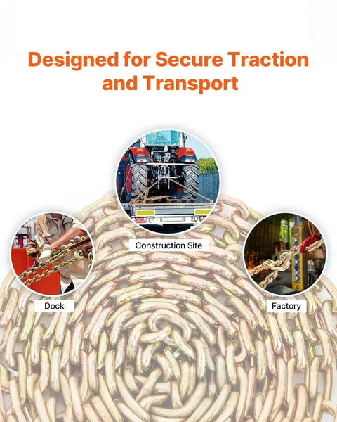 Three Eighths Inch 20 Foot G80 Tow Chain With Grab Hooks Galvanized Manganese Steel 7100 Lb WLL DOT Certified Two Pack used in various locations