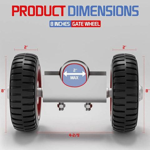 Front view of 8 Inch Rolling Gate Wheel For Sliding Gates Heavy Duty Casters For Chain Link Gates Metal Fence Or Wooden Gates