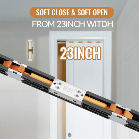 72 Inch Pocket Door Hardware Kit With Soft Close, Heavy Duty Aluminum Track, installed on 23 inch wide door