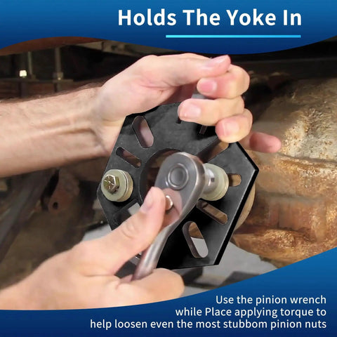 Using Stainless Steel Pinion Yoke Wrench For Loosening Pinion Flanges And Nuts with socket on vehicle yoke