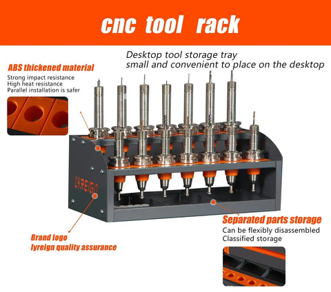 Cat 50 CNC Tool Cart With Desktop Tool Holder, 2 Layer Steel CNC Tool Cabinet showing multiple tool holders and compact design.