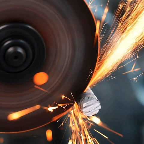Close-up of Heavy Duty Cut Off Wheels 25 Pack For Die Grinder 3 Inch Diameter 1 Sixteenth Inch Thick 3 Eighth Inch Arbor cutting metal