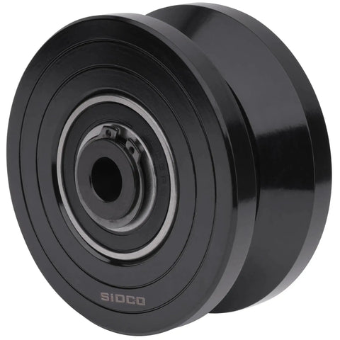 3.5 Inch V Groove Wheel Inverted V Shape For Sliding Gates Heavy Duty Track Wheel with bolt and lock nut, solid steel, zinc plated.