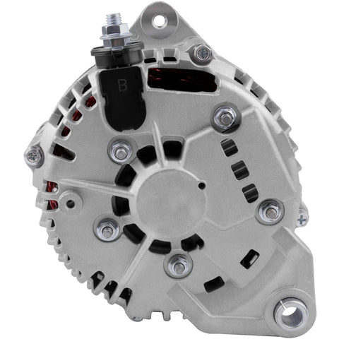 Front view of Beefed Up 125Amp 12V Alternator Replacement For Infiniti I30 3.0L 1998-2000, Infiniti I35 3.5L 2002-2004, Nissan Maxima