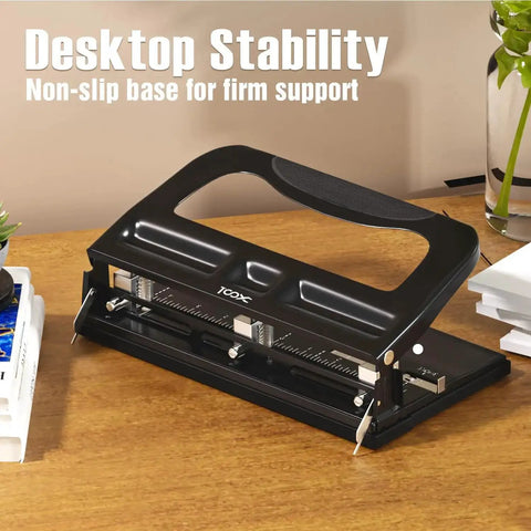 Heavy Duty 2 Or 3 Hole Punch With Adjustable Heads And Non Slip Base Nine Thirty Second Inch Hole Diameter 40 Sheet Capacity