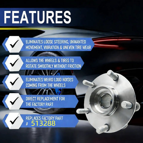 Image of Front And Rear Wheel Hub Bearing Assembly Replacement For GM Cars Like Malibu Impala Equinox Terrain Lacrosse XTS CTS Regal Buick And Cadillac With ABS 5 Lug 2 Piece Set highlighting features and part 513288.