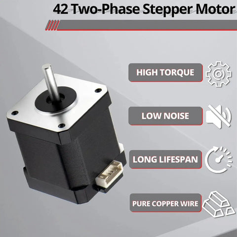 42 two-phase stepper motor with high torque, low noise, long lifespan, and pure copper wire features