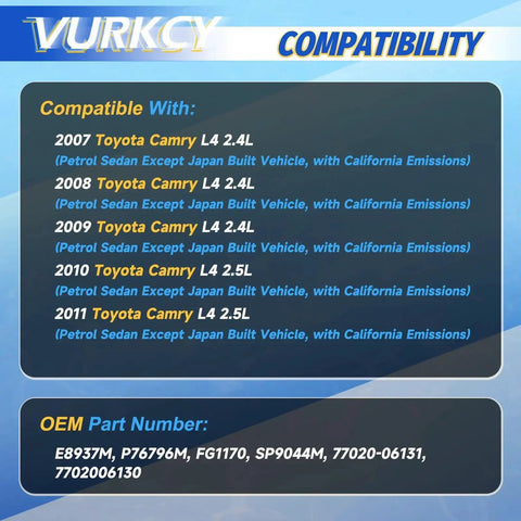 Toyota Camry Fuel Pump Module Assembly Drop-In Direct-Fit Replacement For 2007 2008 2009 2010 2011 2.4L 2.5L Engines compatibility info