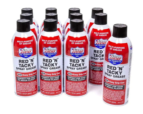 Pack of 12 Red N Tacky Easy Grip Aerosol Grease Spray For Quick Cling Lubrication, Water Resistant, 11 Ounce Cans