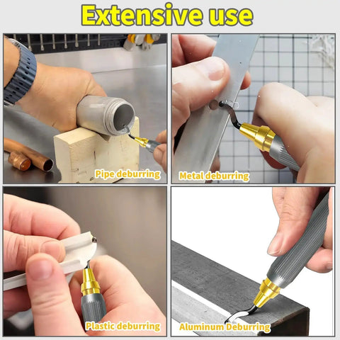 Dual Head Deburring Tool With 10 Extra High Speed Steel Blades For 3D Printing And Metal Work, examples on various materials