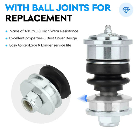 Two steel front upper control arms with ball joints and black bushings for Toyota Tundra/Sequoia lift kit (2 pcs)