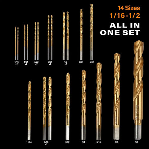 Cobalt Drill Bit Set For Hardened Metal M35 Cobalt Steel HSS 20 Piece Jobber Length With Index Storage Case Five Percent Cobalt Twist Drill Bits Sizes One Sixteenth To One Half Inch displayed